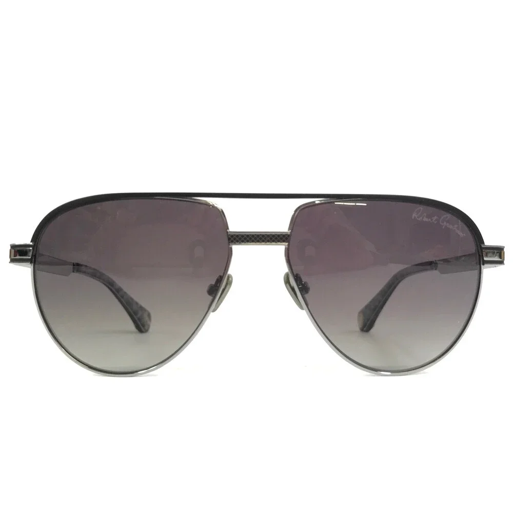 Robert Graham Sunglasses CONRAD GUN Gunmetal Aviator with Brown Polarized Lenses